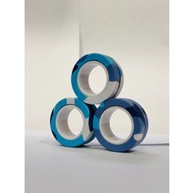 스트레스안화 안정 링 피젯 큐브 핑거 손가락 마그네틱 다채로운 장난감 세트 3 개 성인 자석 스피너 스트레스 불안 완화 치료, [16] Blue White