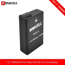 2000mah en-el14 en-el14a enel14 배터리 니콘 d3100 d3200 d3300 d3400 d3500 d5600 d5100 d5200 p7000+lcd, 1피섹 배터리