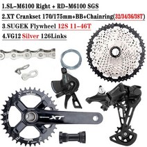 Deore M6100 1x12 속도 그룹 세트 자전거 변속기 XT 크랭크 12 S 실버 체인 선샤인 46/50/52T 카세트 SHIMAN 0 HG, Cassette 46T, 38T_170mm