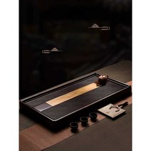 티 트레이 쟁반 배수구 원목 사무실 정통 찻집 80CM, (흑단 80x40x5)