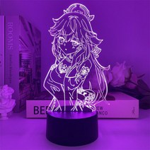원신 야에미코 3D 아크릴 스탠드 무드등 만들기 LED DIY 집들이 선물 조명 취침등, 화이트 크랙 터치, D
