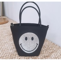 스마일 큐빅 골프토트백 볼 주머니 골프손가방 골프퀸카, One color (블랙)