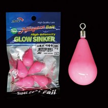 고휘도야광추/엘리게이터 야광봉돌 핑크 물방울형, 1개
