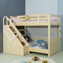 에보니아 에보니아 하이디 프리미엄 원목 분리형 이층침대 (사다리형 계단형 매트리스 선택), 내추럴_사다리형_프레임