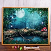 보석십자수 창업 도구 풍경 달 밤 사전 인쇄 크로스 스티치 패턴 DIY 자수 수공예 공예 그림 수공예 패키지, HMA72139, 30x40cm, 11CT Cotton Thread