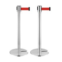 라이프시트 스텐 차단봉 벨트차단봉 스텐차단봉 안내봉 가이드라인봉, 벨트형차단봉 일반형 2M  봉 실버  벨트 레드