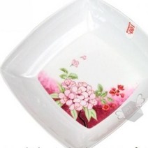 에씨클레오 열과 충격에 강한 소재 마가목 사각 샐러드볼 8inch 벚꽃무늬 접시 멜라민 E-251826, 벚꽃