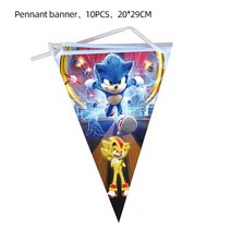 New Cartoon Sonic Party Supplies Boys Birthday Disposable Tableware Set Paper Plate Cup Napkins Baby, 17 1set Banners