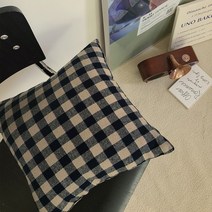 바자르 너트체크 쿠션커버 / +솜, 02.쿠션커버(40x40)1장+쿠션솜1개_네이비