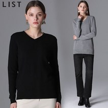 리스트 리스트 버튼 포인트 브이넥 니트