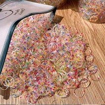 3팩세트 어린이집 아동용 밴드 헤어끈 머리끈 고무줄 대용량 짱짱한 투명 무지개 유아용