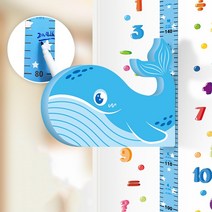 [NEW] 키재기 자석스티커 키측정 스티커 17종 캐릭터 눈금 자 EVA 아이방 인테리어 장식, 헤엄치는고래, 1개