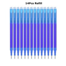0.7mm 마술 지울 수있는 펜 압박 젤 세트 8 개의 색깔 보충 물 막대 잉크 문구 용품 철회 가능한 빨 손잡이, [11] Blue-14pcs-refills