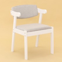 찰떡 인테리어 베란다 홈카페 팔걸이의자 쉬운조립 가게의자 1인용의자 원목식탁의자, 화이트