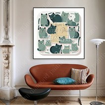 보석 비즈 십자수 귀여운 고양이 일러스트 구슬 패브릭 DIY 공예 대형