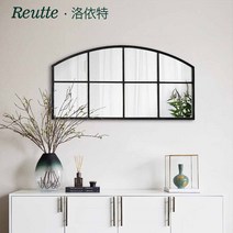 창문형 벽걸이 거울 디자인 MIRROR 아치형 분장거울, 블랙 80cm  41cm