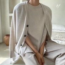 ft 샤이니 알파카 메리노울 브이넥 니트 가디건 / 가을 겨울 봄 플로티 그레이 린넨 차콜