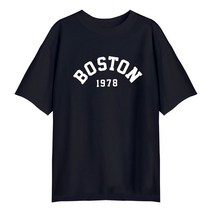 SO# 남녀공용 레터링 보스톤 프린팅 면 라운드 5부 오버핏 여름 반팔티(M/L/XL)
