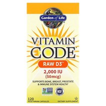 Garden of Life (가든 오브 라이프) Garden of Life Vitamin Code RAW D3 50mcg(2 000IU) 베지 캡슐 120정, 3개
