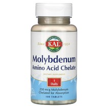 칼 KAL Molybdenum 아미노산 Amino Acid 킬레이트 Chelate 250 mcg 100 정, One Color, One Size