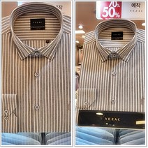 예작 스트라이프 스트레치(스판) 신사자수 스냅 긴소매 슬림셔츠 YJ2SBS165-GY