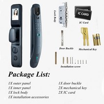 얼굴 인식 잠금 와이파이 앱 원격 제어 40-120mm 도어 두께 스마트 지문 암호 전자 홈 장치, 01 Face Intercom_01 24X240MM