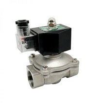 상시 닫힘 전기 솔레노이드 밸브 스테인리스 스틸 IP65 DIN 코일 고온 12 34 1 2 24V 230V 12V, 1-1/4