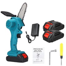 큰 판매 2400W 88VF 4 인치 미니 전기 톱 정원 나무 로깅 목공 도구 커터 Makiit 배터리, blue 2 battery, EU