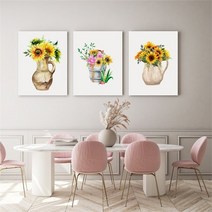 셀러허브 감성 수채화 해바라기 그림 액자 No1 10 캔버스 6호, 1번／6호32x41cm(캔버스액자옆면검정)