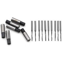 6Pcs 1/4 인치 1/8 Cnc 조각 비트 라우터 어댑터 및 10 두 피리 스트레이트 엔드 밀 슬롯, 01 은