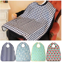 어르신 찍찍이 위생 턱받이 성인 노인 환자 방수턱받이 앞치마, 1개, 네이비 체크