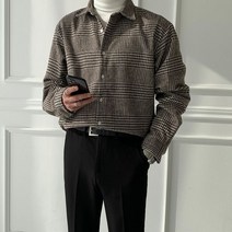 [게리오] [UNI.16] 보온성이 뛰어난 글렌 체크 울 셔츠 자켓