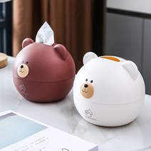 구디푸디 곰돌이 돼지 티슈 두루마리 휴지 케이스, 곰돌이 (화이트), 1개
