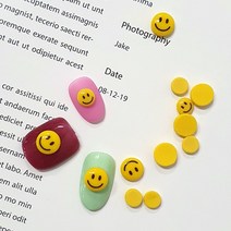 노랑 스마일 네일파츠 10개입, 중