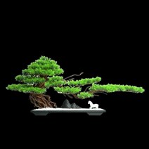 소나무 분재 인조 나무 승진 개업화분 소품 화분 조경, 나무 + 사슴 모형
