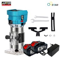 주피터 충전 목공 트리머 풀세트 JRT-18P 맥스 배터리 2개 소형 루터 트리밍기 홈파기 라운딩 마끼다