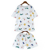 귀여운 캐릭터 프린팅 여성 상하의 반팔 세트