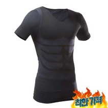 일본아이디어쇼 식스팩 압박보정웨어 반팔, 블랙L