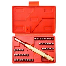 38pcs 탄소 강철 문자 가죽 스탬핑 기호 세트 38 우표 가죽 펀치 도구 가죽 공예 마킹, 하나, 회색 & 골드