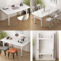 지니 접이식책상 철제 겸 식탁 테이블 미니 이케아 공부 책상 간이 세트 고등학생 일자책상, 마블(대리석무늬)