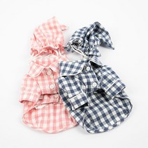 [BND-F10] 체크 파자마 잠옷 강아지옷, 핑크_L