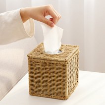 네이쳐리빙 데이지가든 라탄 정사각 티슈케이스, 단품