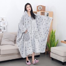 Makone 망토 후드 입는 담요 캐릭터 날다람쥐 대형 잠옷 집순이 여성 홈웨어 수면 극세사 포근 가운 담요