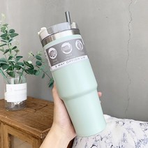 새로운 20oz 30oz 얼음 폭군 컵 자동차 휴대용 자동차 컵 이중 절연 304 스테인레스 스틸 밀짚 컵 선물 보온병 커피 머그잔, 30온스-887ml 그린