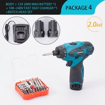 12V 무선 임팩트 듀얼 스피드 해머 드라이버 스크루 드라이버 리튬 배터리 핸드 마키타 사용, 04 2Battery with 34Pcs, 03 UK