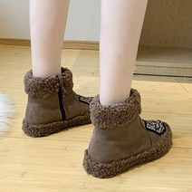 십전십미 여성 털 퍼 레이스업 플랫 부츠