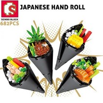 SEMBOKawaii 일본 요리 장난감 벽돌 스시라면 뮤직 박스 빌딩 블록 DIY 롤 플레잉 스템 소장용 모델 키트 선물, CHINA, HAND ROLL NO BOX