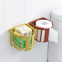 6색 벽안뚫고 붙이는 홀더 벽걸이 접착식 무타공 휴지걸이 공중부양홀더 두루마리 걸이 휴지 홀더 거치 수납 욕실용품 선반 DJ 30521614, 레드+블루