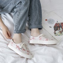 코키코키 / 플라워 자수 단화 캔버스 꽃무늬 신발