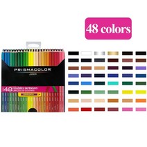 수성색연필 애니메이션 색연필 지워지는 연필 유성 Prismacolor 1215243648 색 유성 색연필 세트 나무 컬러 연필 드로잉 스케치 학교 학생 무독성 슬림 수채 컬러링, 48가지 색상